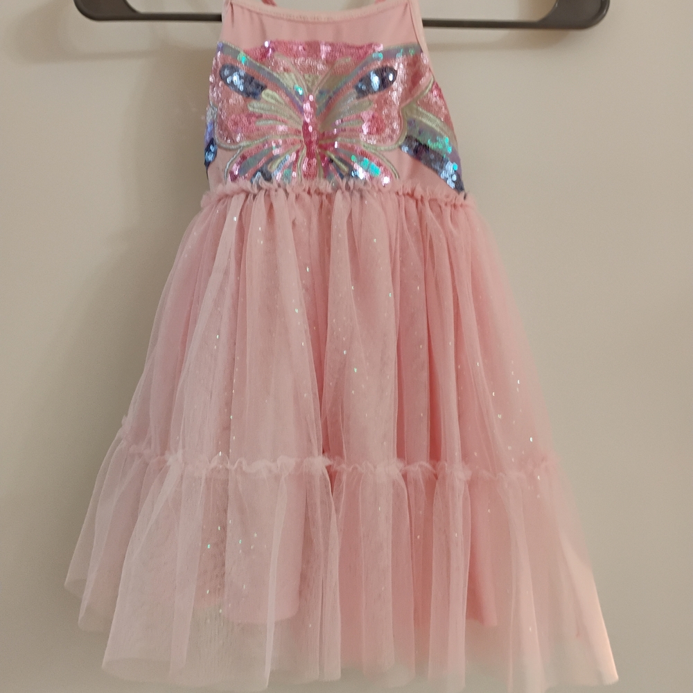 Zunie Pink Butterfly Sequin Dress